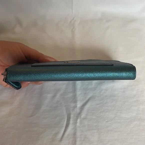 Coach Metallic Teal Ava Tote and Wallet - Picture 9 of 10